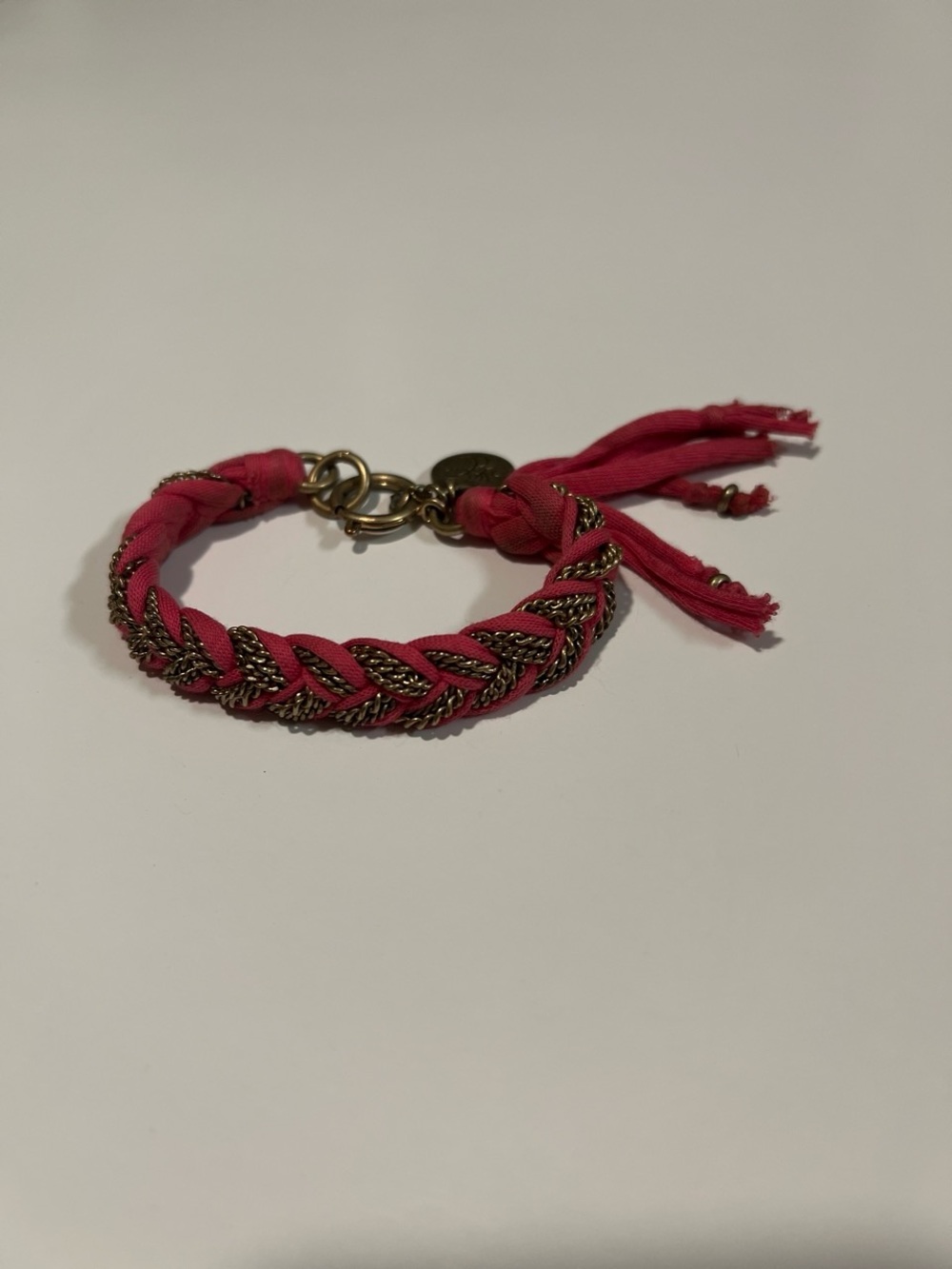 Juicy Couture Bohemian Style Braided Bracelet Gold / Hot Pink
